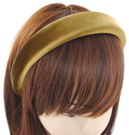 axy Gepolsterter Haarreif aus Samt Damen Breiter Stirnband Haarschmuck Haarreifen Hairband HRK10B (Gold)