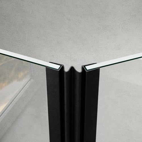 WITEN&NOCK Joint de douche, noir, 200 cm, de rechange, dépliable, pour raccordement en verre au verre, droit, épaisseur du verre : 5 à 6 mm