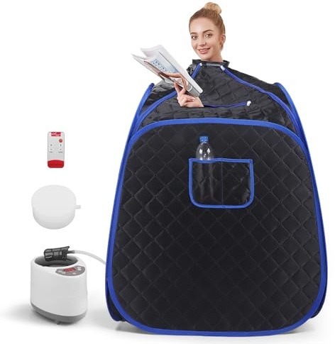 Sauna à Vapeur Portable 85*85*84CM, 9 Réglages de Température et Sauna à Vapeur Debout Complet, Equipé d'un Moteur à Vapeur de 2.6L, Sauna en Tissu Imperméable pour la Détoxification, la Relaxation