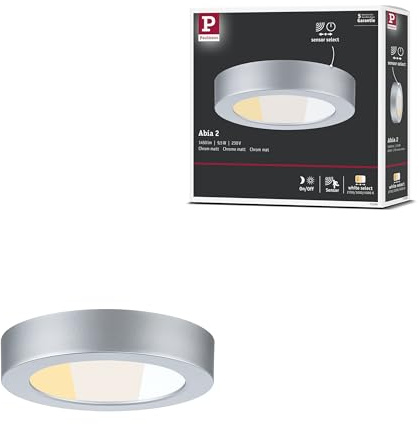 Paulmann LED Panel Abia 2 White Select Dämmerungsgesteuerter Bewegungsmelder (HF) rund 170 mm 9,5W 1100lm 2700-4000K Chrom matt 71294