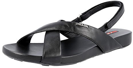 Prada Damen Schwarz Leder Sandalen 3X5704 O0Q F0002 39.5 EU