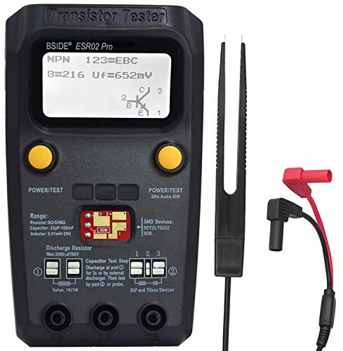 BSIDE ESR02 Pro Digitales Transistorprüfgerät SMD-Komponenten Messgerät Mega328 NPN/PNP Diode Triode Kondensator Induktivität ESR-Prüfgerät mit Pinzette