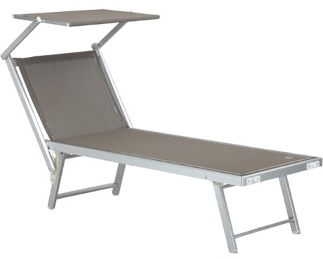 Totò Piccinni Salento Lettino Prendisole Pieghevole in Alluminio con TETTUCCIO mare spiaggia piscina giardino (Tortora)