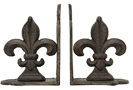Creative Co-Op Dekorative Metall-Buchstützen Lilien, Bronze, 2 Stück