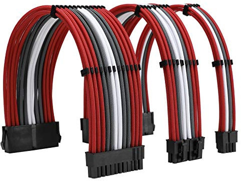 Formulamod Sleeve Extension Power Supply Cables Kit 18AWG ATX 24P+ EPS 8-P+PCI-E8-P with Combs for PSU to Motherboard/GPU