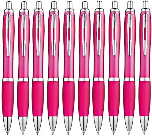 Libetui Set 10 ergonomische Kugelschreiber Rosa Druckkugelschreiber pinke Kulis rutschfeste Griffzone Großraumine Büro Haushalt Praxis blauschreibend Kuli Set Pink