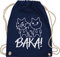 Turnbeutel Rucksack - Anime Geschenke - Baka! mit Katzen - weiß - Unisize - Navy Blau - für fans turnbeutel+anime geschenk+anime cat stoffrucksack manga anime+tasche cats juterucksäcke tasche