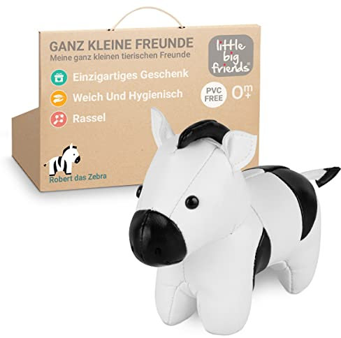 Little Big Friends Kleine Freunde | Rasselspielzeug | Spezielles Stofftier | Leicht zu reinigen | Robert das Zebra