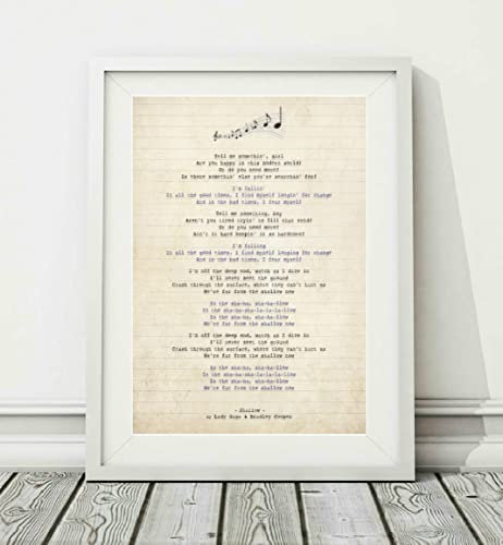 Didymus Co Kunstdruck mit Liedtext Lady Gaga & Bradley Cooper – flach (A Star Is Born) – ohne Rahmen – Größen A4 (29,7 x 21 cm) und A3 (42 x 29,7 cm) (A4)