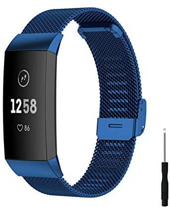 HYKEJI Ersatzarmband Kompatibel mit Fitbit Charge 3 Armband/Fitbit Charge 4 Armband für Damen/Herren, Ersatz Edelstahl Metall Armband für Fitbit Charge 3 / Fitbit Charge 4 (B)