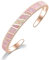 SALAN Bracelets Ouverts en Pierre D'opale De Feu Rose Bracelets Minimalistes Réglables en Or Rose Bijoux Meilleurs Cadeaux pour Fille Femme