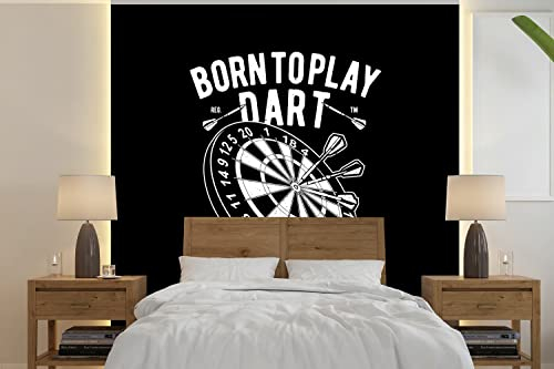 Selbstklebend Tapete Wandpapier Wandaufkleber Fototapete Tapeten Wanddeko 350x350 cm Mancave - Dartscheibe - Darts - Retro