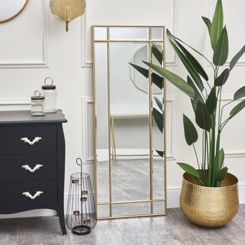 Melody Maison Gold Framed Art Deco Wall/Leaner Mirror 54cm x 142cm