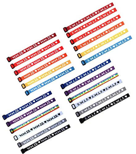 Kakonia 48 Stück WWJD HWLF Armbänder Was würde Jesus tun, würde er lieben, erste gewebte Armbänder, religiöses christliches Armband für Spendenaktionen, Jungen und Mädchen Mehrfarbig Stil-B