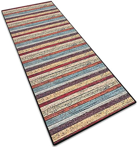 RYNS küchenläufer küchenteppich 80x400cm Hochwertige Verarbeitung strapazierfähig Handwebteppich Läufer Fleckerl Teppich Erhältlich in vielen Farben & Größe für Wohnzimmer, küchenteppich, E