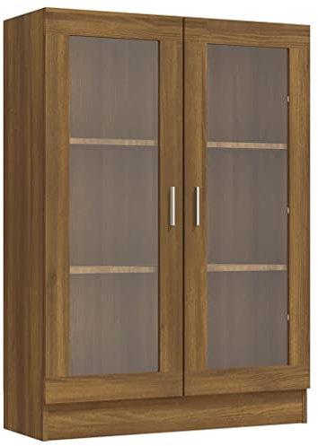 Makastle Vitrine sur Pied avec 4 Compartiments et 2 Portes en Verre - 82,5 x 30,5 x 115 cm