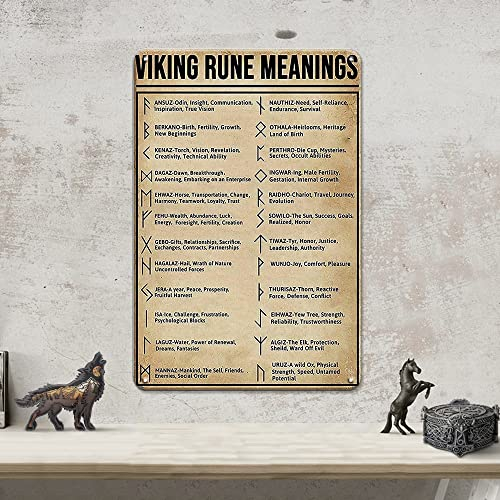 Viking Decor Wikinger Rune Bedeutung Metall Poster Nordische Dekoration Wikinger Geschenke für Männer Jungen 20,3 x 30,5 cm Wikinger Wanddekoration