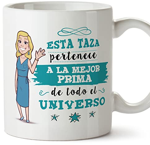 MUGFFINS Tazas para PRIMA - En Español - Mejor Familia del Universo - 11 oz / 330 ml - Regalo original y divertido