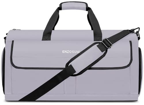 Anzugtasche Kleidersack Reisetasche Herren für 3 Anzüge, Anzughülle Handgepäck mit Abnehmbarer Schultergurt & Schuhfach, Faltbare Reisetasche Handgepäck Groß-2 in 1 Kleidersack Anzug, Grau