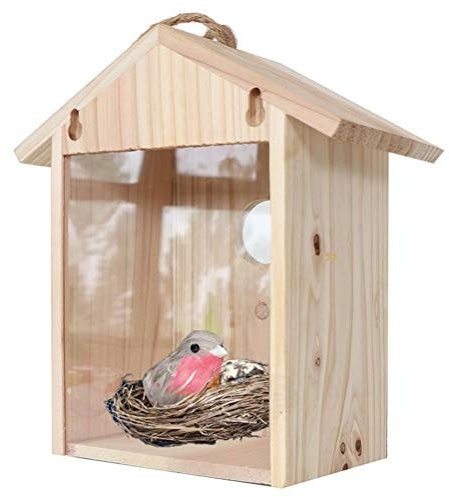 HEITIGN Vogelhaus Vogelfutterhaus Holz Hängender Nistkasten Outdoor Fenster Käfig mit Saugnäpfen