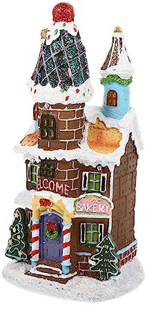 Warmhm Leuchtendes Weihnachtshaus Aus Kunstharz Für Schreibtisch Led-lichthaus Weihnachtsdekoration Ohne Batterie Hübsches Dekor