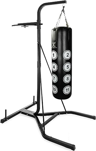 MAXSTRENGTH Support de sac de frappe sur pied 2 voies avec sac de frappe suspendu de 1,2 m (cadre avec sac de frappe de 90 cm)