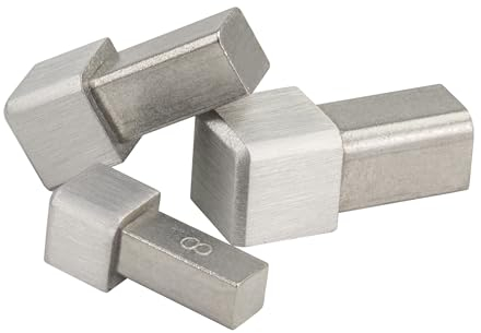 Terminale per binario di piastrelle, profilo quadrato angolare, in acciaio inox V2A, spazzolato, altezza 8 mm, 10 mm, 11 mm, angolo interno ed esterno (10 mm)