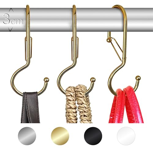 Blau Marité Ganchos en S Organizadores de Bolsos para Armario, Torcidos con Sistema Anticaída, Resistentes Metalicos para Bolsos (Twisted, Oro)