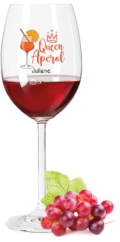 GRAVURZEILE Leonardo Aperol Glas mit UV-Druck - Queen Aperol - Personalisiert mit Namen - Geschenkidee für Aperol Spritz & Cocktail Liebhaber - Weinglas für Sangria & Lillet - Farbe: Daily