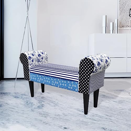 ZQQLVOO Polsterhocker Couch hocker Bank Patchwork Blau & Weiß