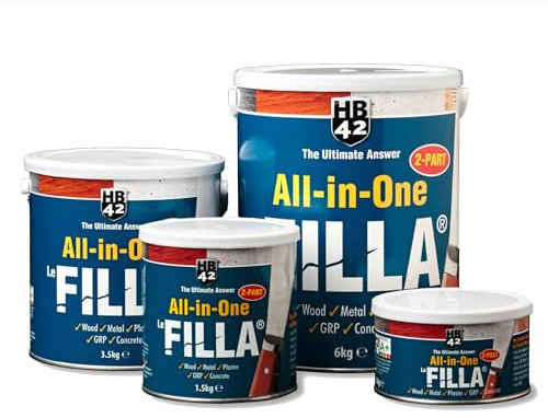 HB42 'All-in-One' Le Filla - 2-Part Rapid Hardening 2-Part Polyester Filler Paste for Holes and Surface Imperfections - Ideal for Wood, Metal, Plaster, GRP, Concrete and More (3.5 kg)