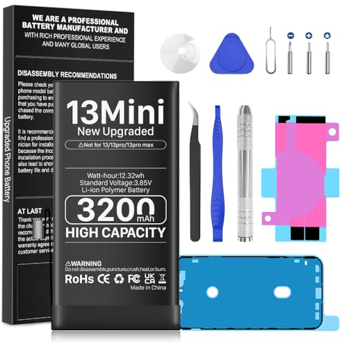 BOANV 3200mAh Akku für 13 Mini, (2023 New Upgrade) Super High Capacity Ersatzakku für 13 Mini (A2481 A2626 A2628 A2629 A2630) mit professionellem Ersatzteilset