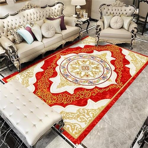 DJHWWD Teppich Auslegeware Roter Wohnzimmer Schlafzimmer rechteckiger verschleißfest Anti rutsch unterlage bodenmatte Room Decor 120X160CM