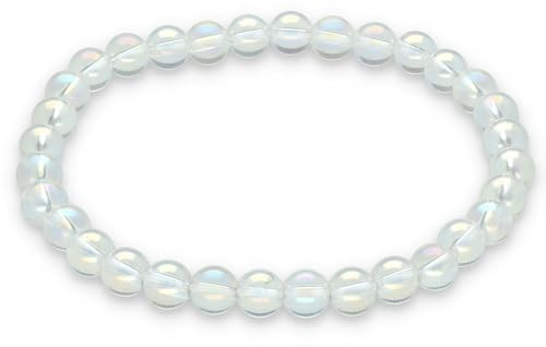 Lebensquelle Plus Angel Aura Bergkristall | Kugelarmband 6mm Perlen | Naturschmuck Edelstein Armband 19cm