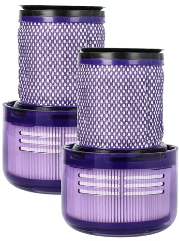 vhbw 2x Staubsaugerfilter kompatibel mit Dyson V12 Slim | V12, V12 Detect Slim, V12 Detect Slim Absolute Staubsauger - HEPA-Filter Weiß Lila