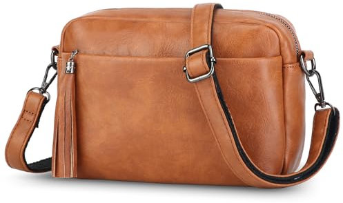 BAIGIO Damen Handy Umhängetasche Weiche PU Leder Crossbody Bag Damen Handytasche zum Umhängen Kleine Umhängetasche Damen Klein Moderne Schultertasche Handtaschen fur Damen Madchen Cocktail Braun
