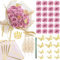 SEMONONIA Glitzer-Rosenstrauß zum Selbermachen, Rosa, 24 Stück, künstliche glänzende Blumen mit Stielen, ewige Blumen für Eleganz, Hochzeitsstrauß, Jahrestag, Geburtstag, Liebesgeschenk