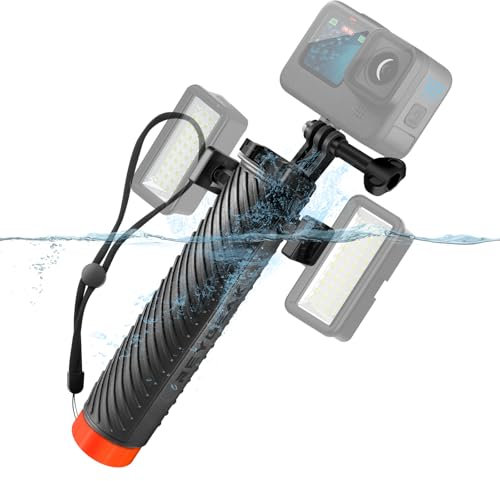 REYGEAK Empuñadura flotante para GoPro Hero 13/12/11/10/9, mango submarino con cordón, soporte flotante, palo selfie impermeable compatible con DJI Osmo Action 4 Isnta360 Ace pro