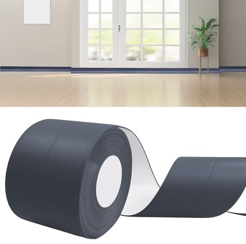 DIKARIYA Weichsockelleiste Selbstklebend Dunkelgrau, 30x30mm 12 Meter Sockelleiste Selbstklebende, PVC Weichsockelleiste Fussleisten Selbstklebend, Flexible Knickleiste für Küche Bad und Badezimmer