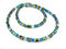 Halskette, Kette, Collier Armband Ohrringe Schmuck Set, Würfel Glas Blau Mehrfarbig Multicolor marmoriert, Miyuki Hämatit 061k