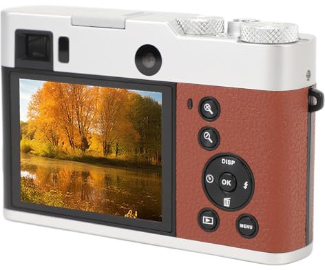 5K-Digitalkamera, 48MP, 5K Video, 16X Zoom, Dual-Kamera mit Sichtfinder, Anti-Shake, Kompakt, Webcam und Stativhalterung, für Anfänger, Fotografen, Vlogger (Brown)