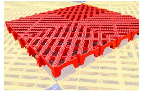 Stück ineinandergreifende Drainage Bodenfliesen, 15,74 x 15,74 x 1,18 Robuste ineinandergreifende PP Bodenmatten Terrassenfliesen für Bad, Garage, Terrasse, Boden (Farbe: Rot, Größe: 4