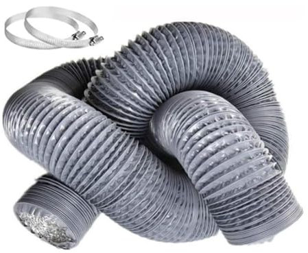 Tuyau d'évacuation, Tuyau flexible Gaine Ventilation en Aluminium Tuyau D'évacuation D'air avec 2 Colliers de Serrage en Acier pour Climatisation Déshumidificateur Extracteur (ø 75mm/6m,Gray)