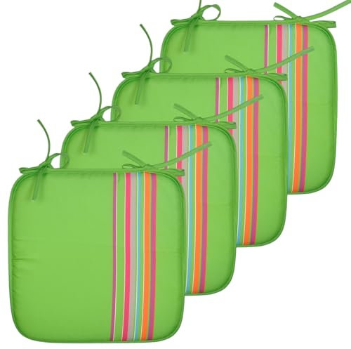 Cojines Acolchados para sillas de Cocina, cojin para terraza, jardín, balcón, Comedor. Tamaño 38x38cm. Cojines Asiento para sillas Interior y Exteriores. (Verde 4 Pzas)