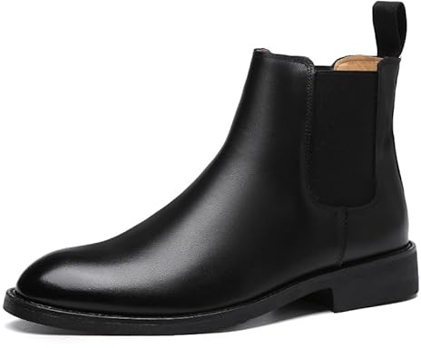 Botas Chelsea para Hombre Botas de Vestir Negras Botines Casuales sin Cordones Botas de Vestir Oxford de Cuero Pulido Casual y Formal