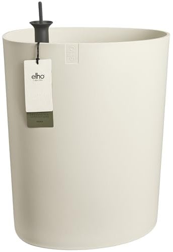 Elho Eden Aquacare High 40 - Pot de Fleur - Interieur & Extérieur - Plastique 100% Recyclé - Ø 39.0 x H 50.1 cm - Blanc/Blanc Lin