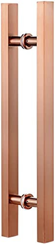 Set di maniglie per porte scorrevoli in acciaio inox, moderne, per porte esterne/interne in vetro, maniglia a doppia faccia con finitura oro rosa, 80 cm