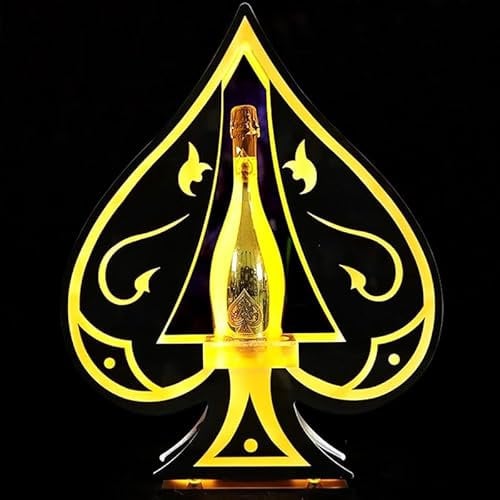 FJZFU LED Lighted Liquor Bottle Display Shelf, Ace of Spades Bottle Presenter, Champagne Bottle Display Stands, VIP Glowing Wine Bottle Display for Bar/Hotel/Nightclub/Private Bottle PresenterParty