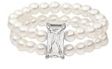 Purelei® Elastischer Ring mit Muschelperlen & eckigem Zirkoniastein – Edelstahl in Gold, Silber oder Roségold, Größen S/M & M/L, elegantes Design (Silver, S-M)