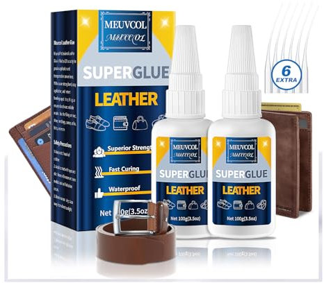100g Leather Glue, Extra Strong Leather Repair Glue, Heavy Duty Clear Adhesive for Sofa, Purse, Shoe, Furniture, Waterproof SuperGlue for Leathercraft, Upholstery, Handbag, Jacket, PU
